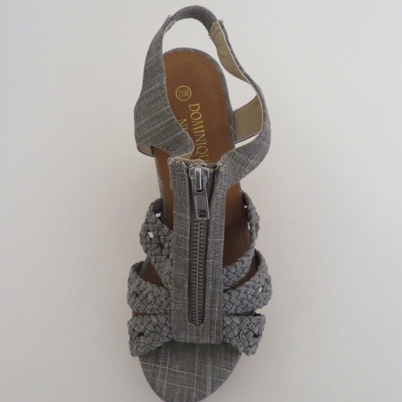Dominique Nicole Gray Wedge Sandals with Zipper Front - Picture 10 of 13